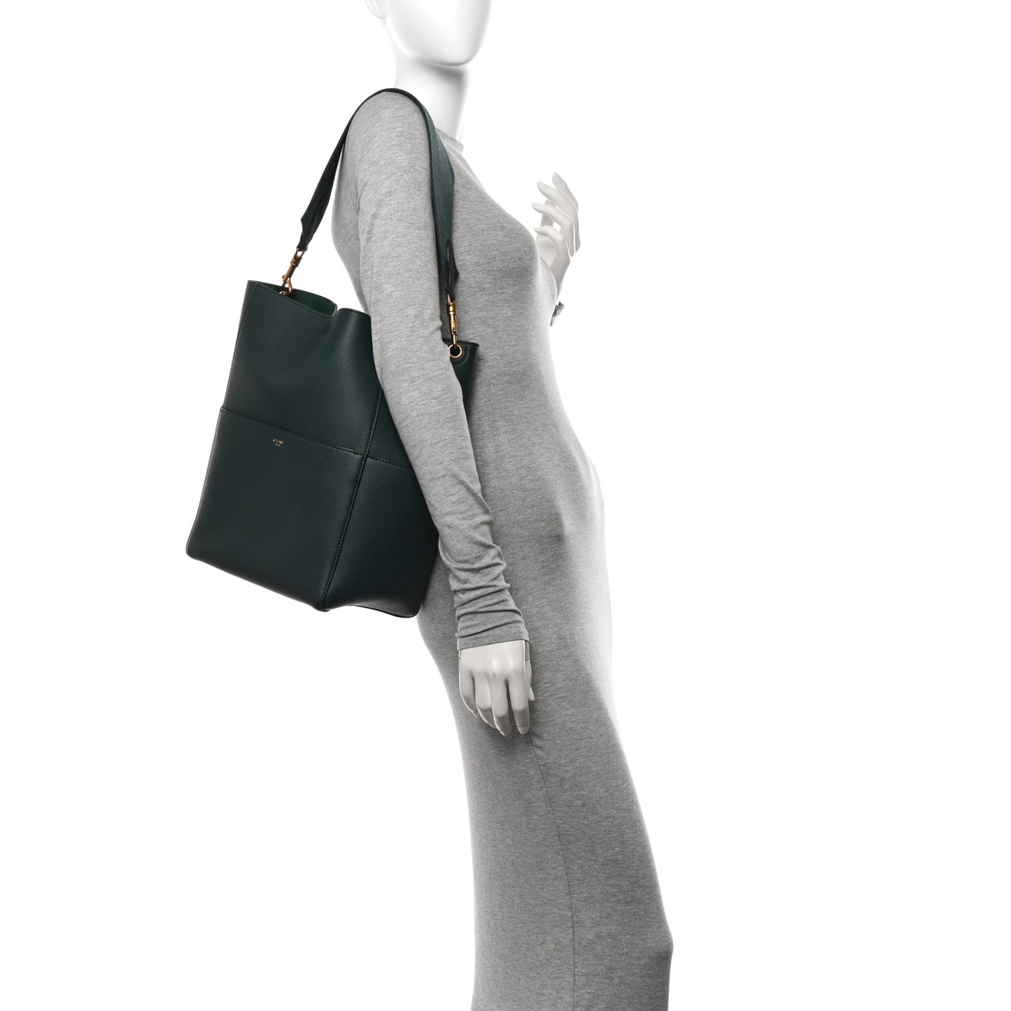 Soft Grained Calfskin Sangle Bucket Bag Amazone