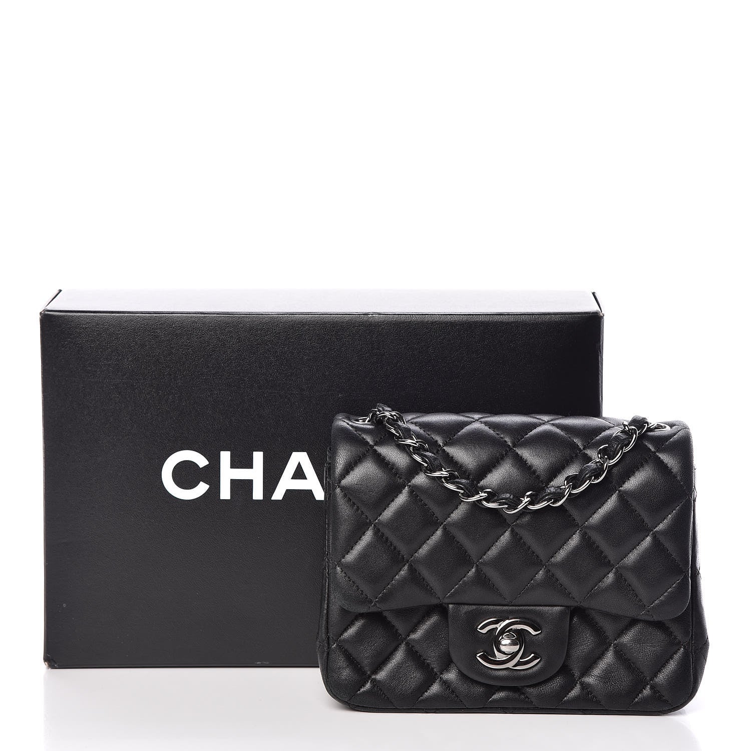 Chanel Lambskin Quilted Mini Square Flap Black 15 of 15