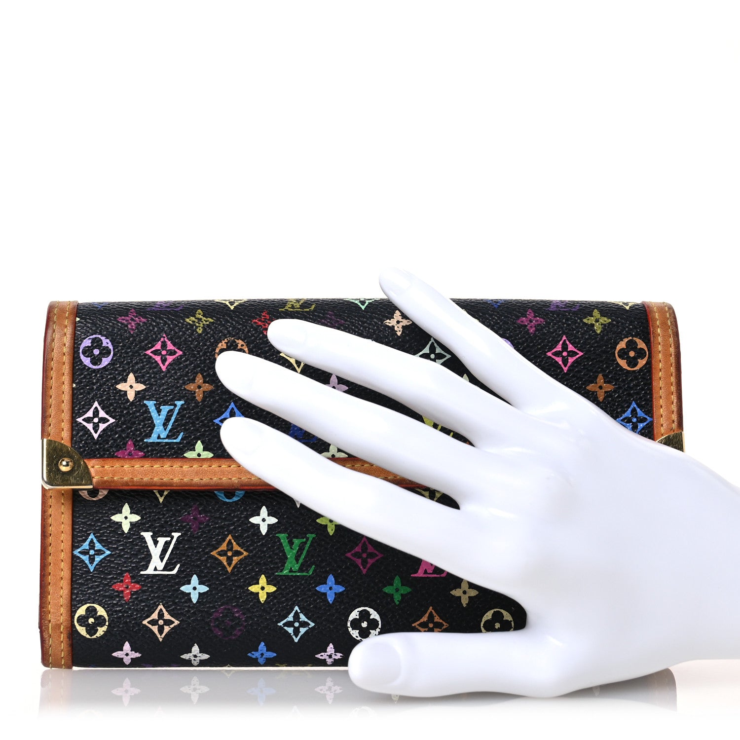 Louis Vuitton Monogram Multicolor Porte Tresor International Wallet Black 2 of 17