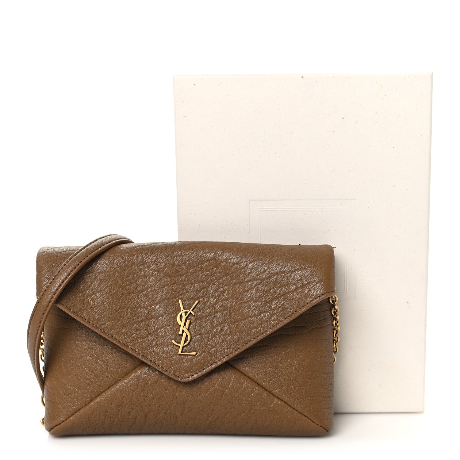 Saint Laurent Supple Lambskin Small Cassandre Chain Pouch Dark