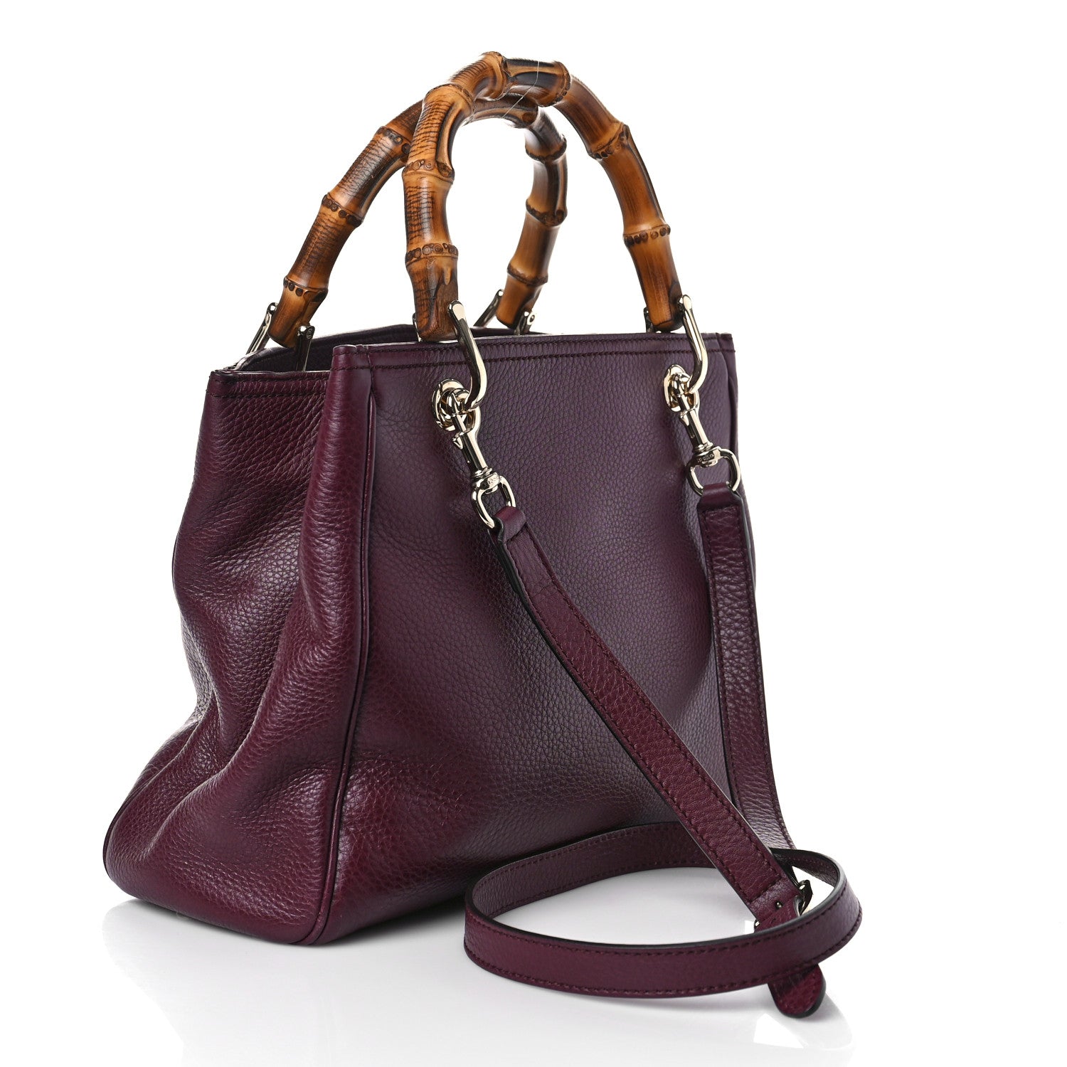 Gucci Calfskin Small Bamboo Shopper Tote Burgundy 2 of 8