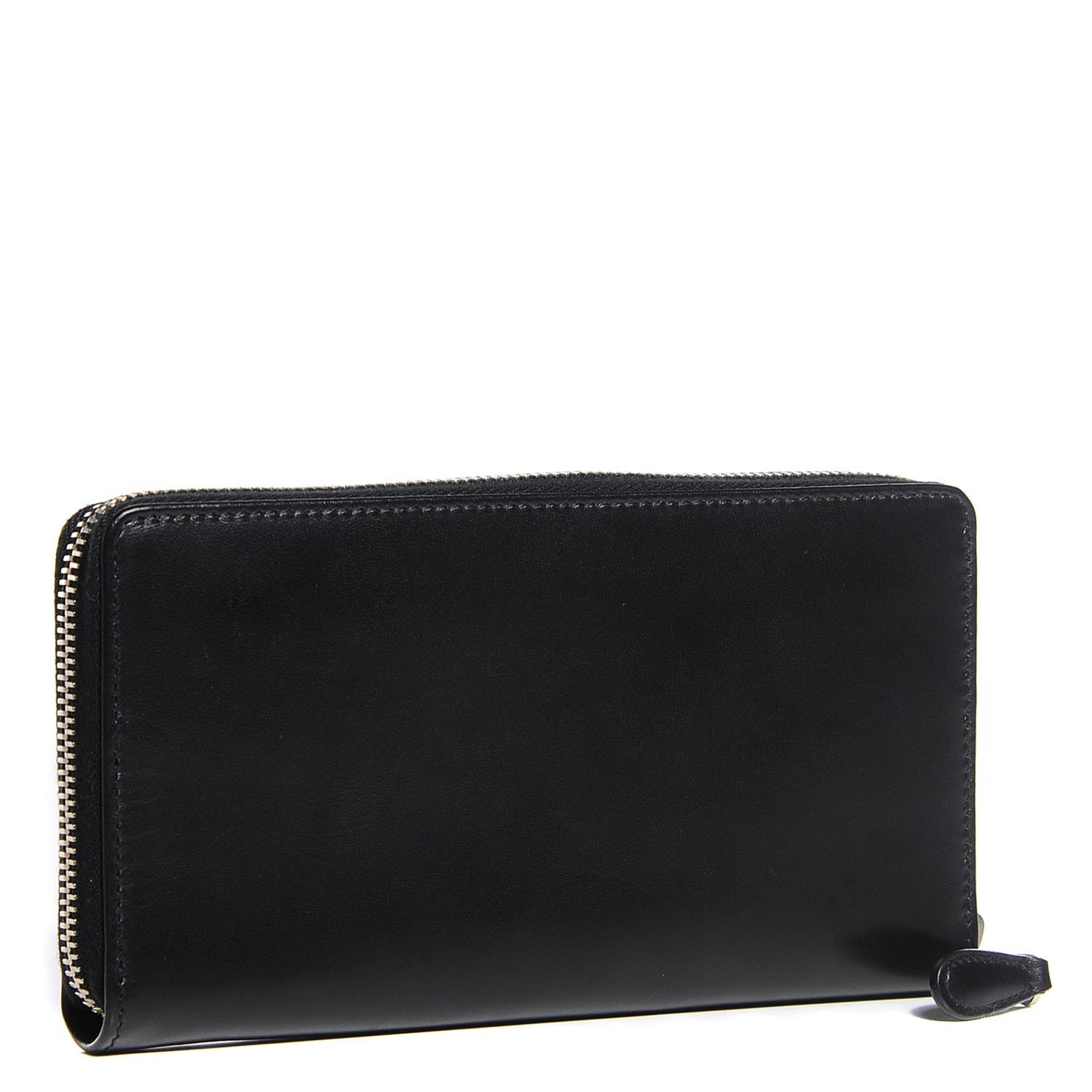 Smooth Calfskin Metallic Patent Giant 12 Silver Hardware Continental Zip Around Wallet Black