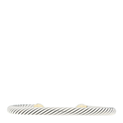 David Yurman Sterling Silver 14K Yellow Gold Pearl 4mm Cable Kids Birthstone Bracelet 2 of 3