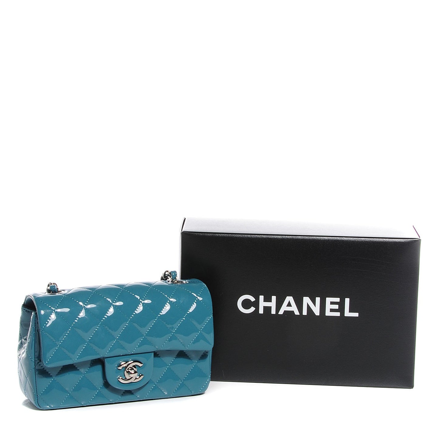 Patent Quilted Mini Rectangular Flap Green