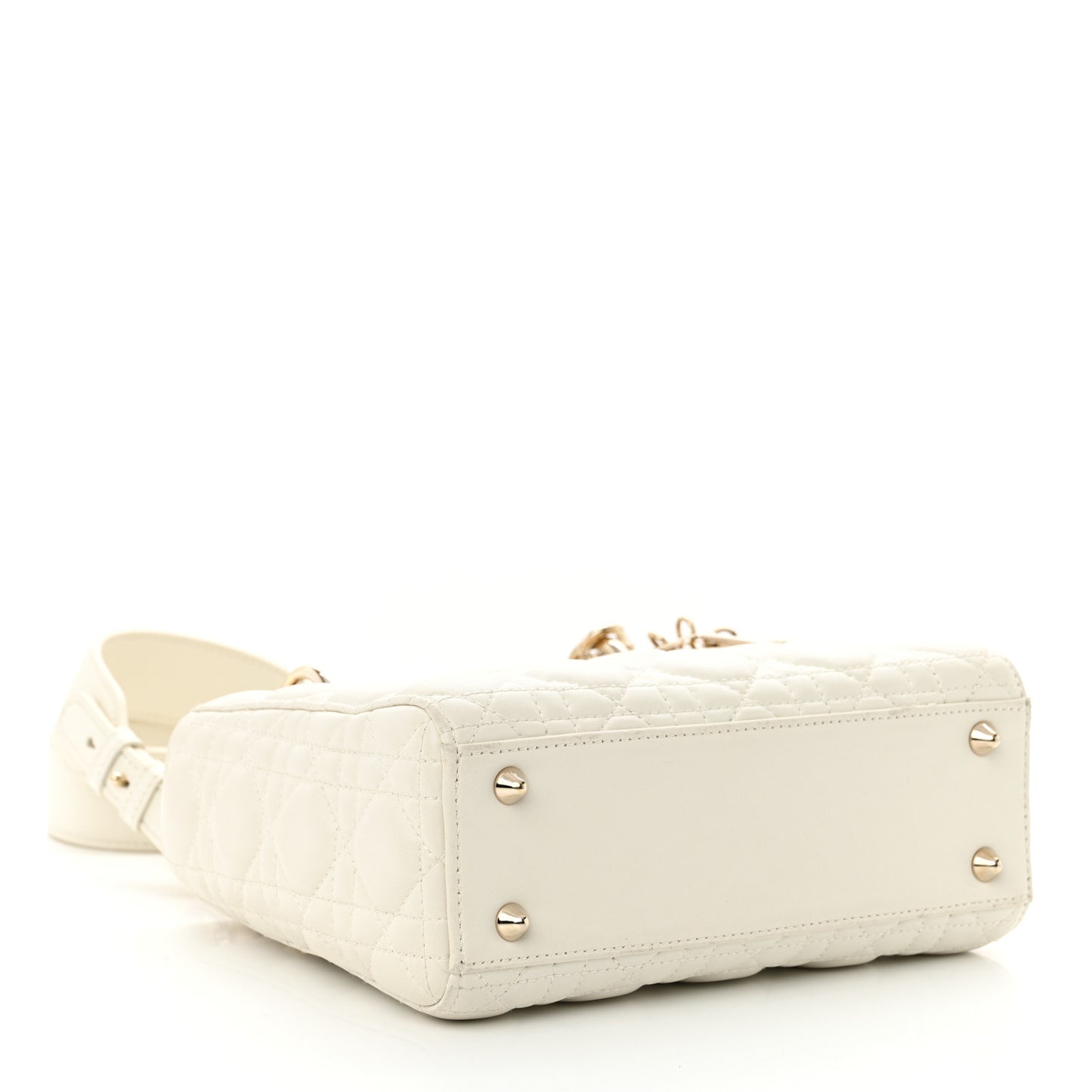 Lambskin Cannage Small Lucky Badges My Lady Dior White