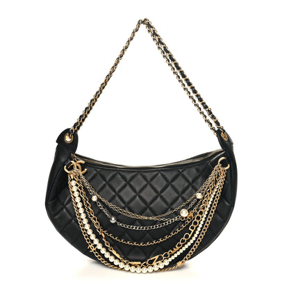 Chanel Lambskin Quilted All About Chains Hobo Black 1 of 10