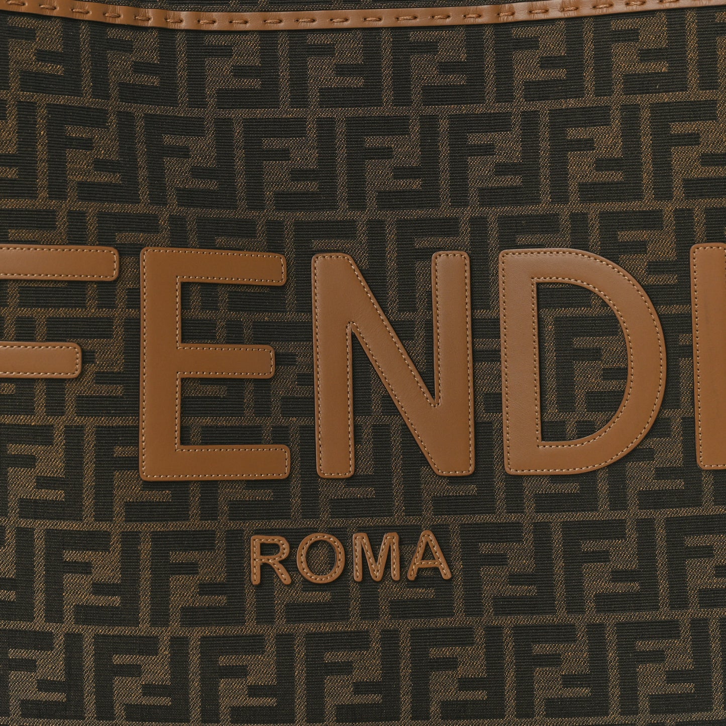 Fabric Jacquard FF 1974 Logo Large Sunshine Shopper Tote Tobacco Moro Sand