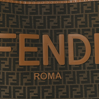 Fendi Fabric Jacquard FF 1974 Logo Large Sunshine Shopper Tote Tobacco Moro Sand 8 of 14