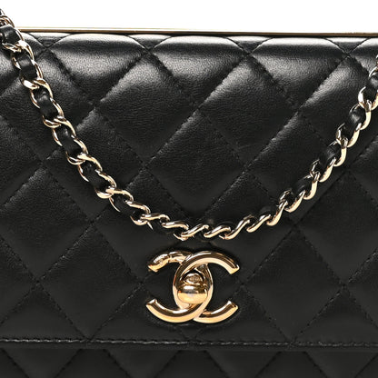Chanel Lambskin Quilted Trendy CC Wallet On Chain WOC Black 9 of 10
