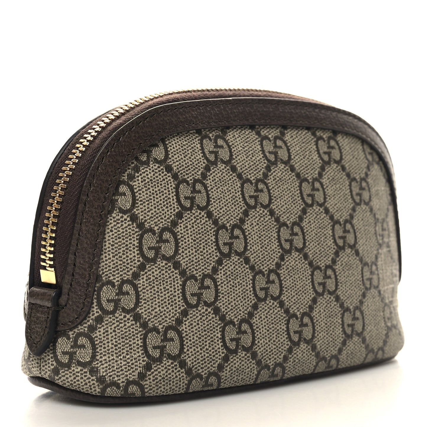 GG Supreme Monogram Textured Calfskin Web Medium Ophidia Cosmetic Case Beige Ebony New Acero