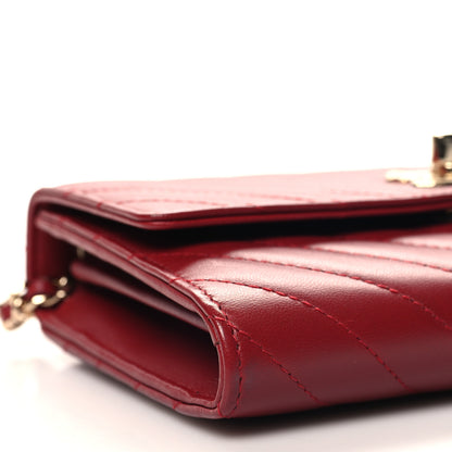 Chanel Lambskin Chevron Quilted Long Trendy CC Wallet On Chain WOC Red 11 of 12