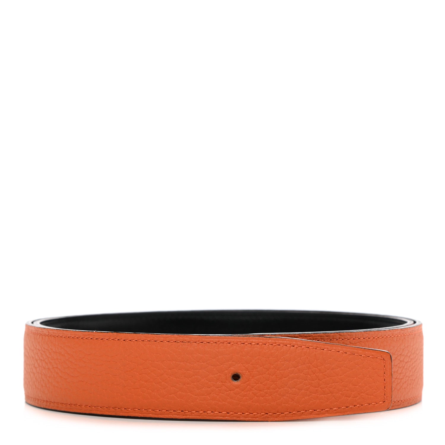 Hermes Togo Swift 32mm Belt Strap 90 Orange Black 1 of 5