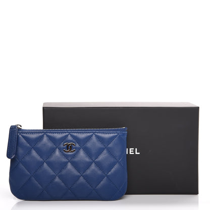 Chanel Lambskin Quilted Small Cosmetic Case Blue 8 of 8
