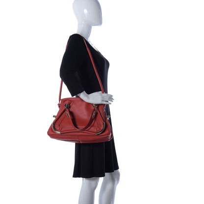 Chloe Calfskin Medium Paraty Metal Bar Trim Red 3 of 29
