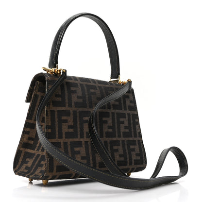 Fendi Zucca Vitello Top Handle Shoulder Bag Tobacco Moro 3 of 9