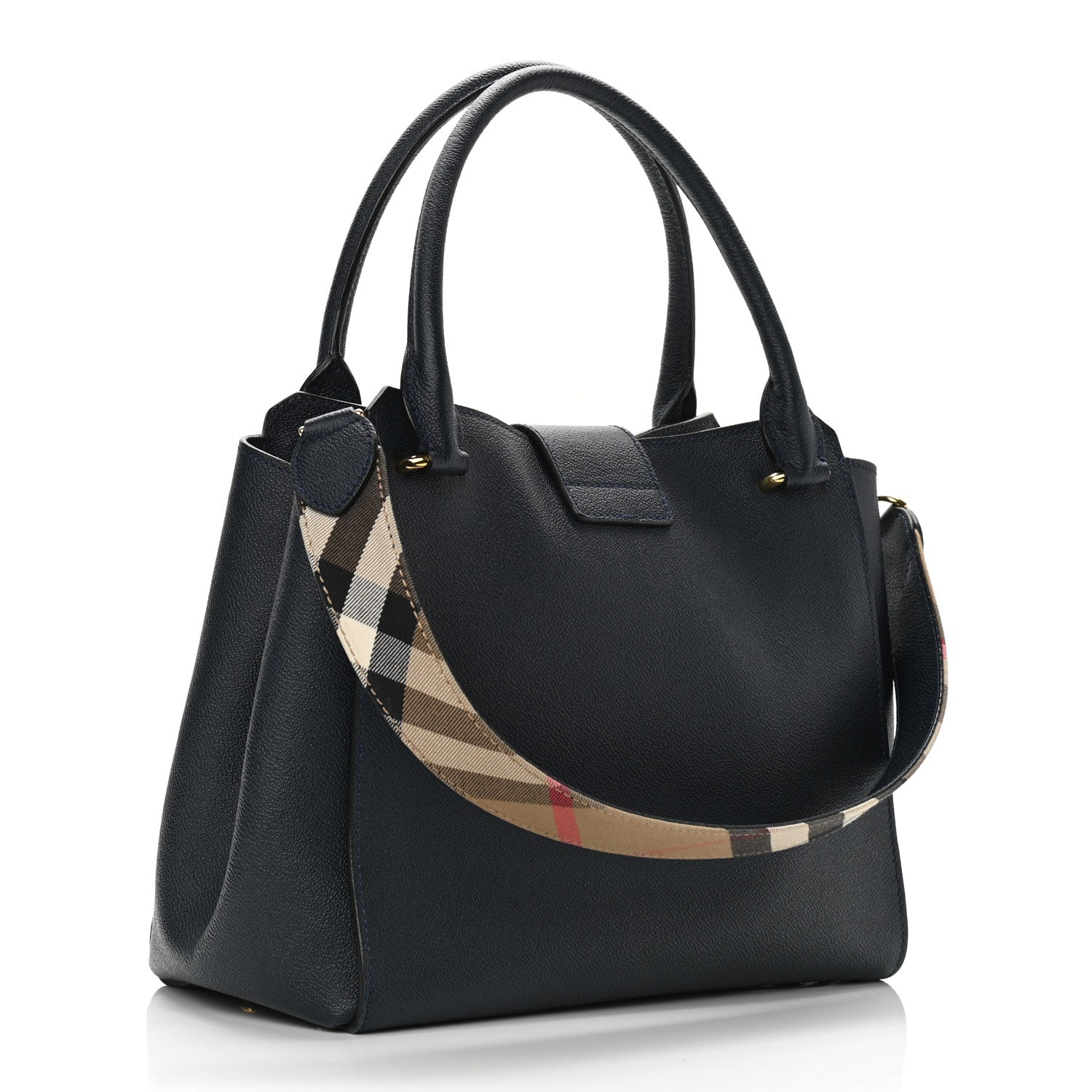 Burberry Soft Grain Calfskin Medium Buckle Tote Blue Carbon 3 of 10