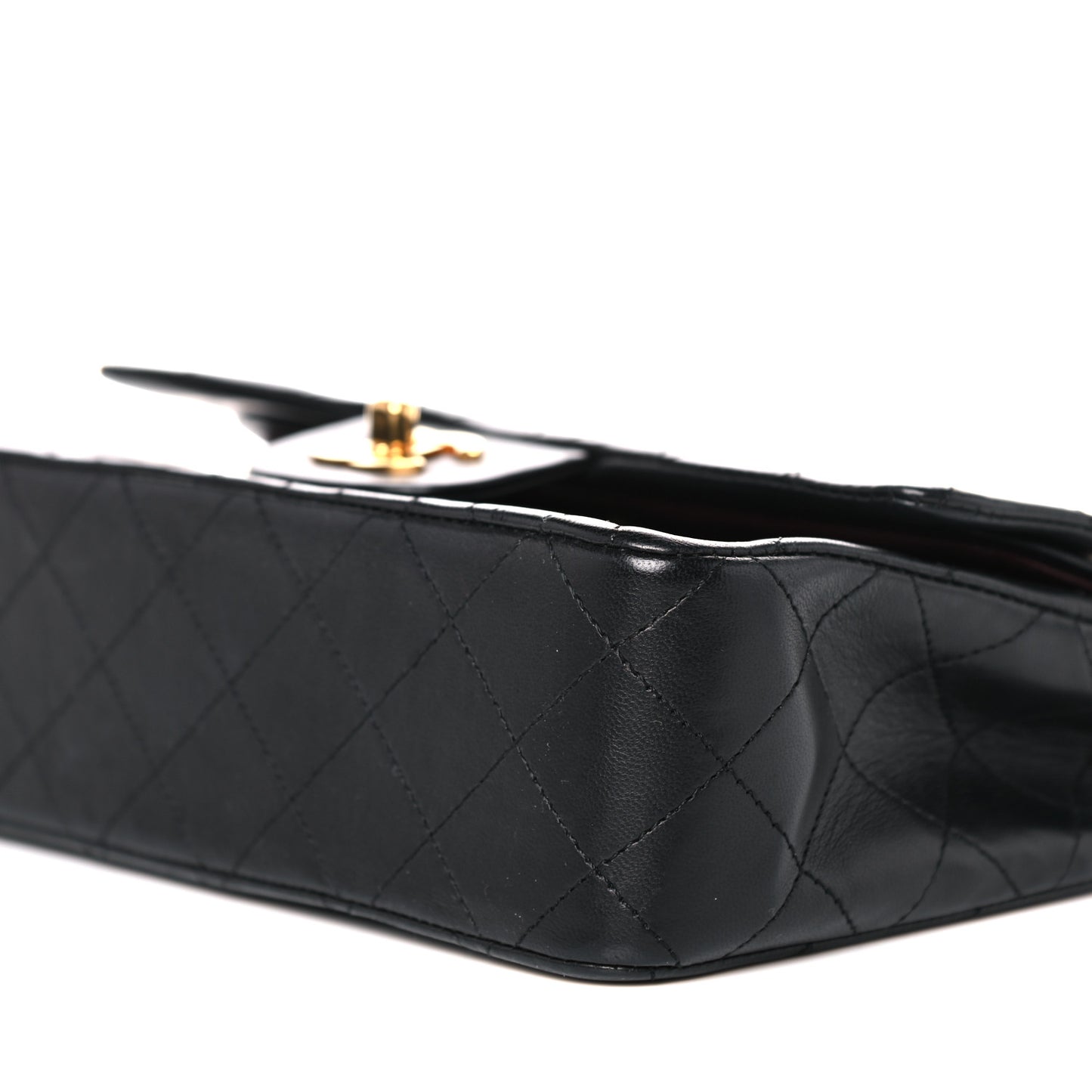 Lambskin Quilted Small Double Flap Black