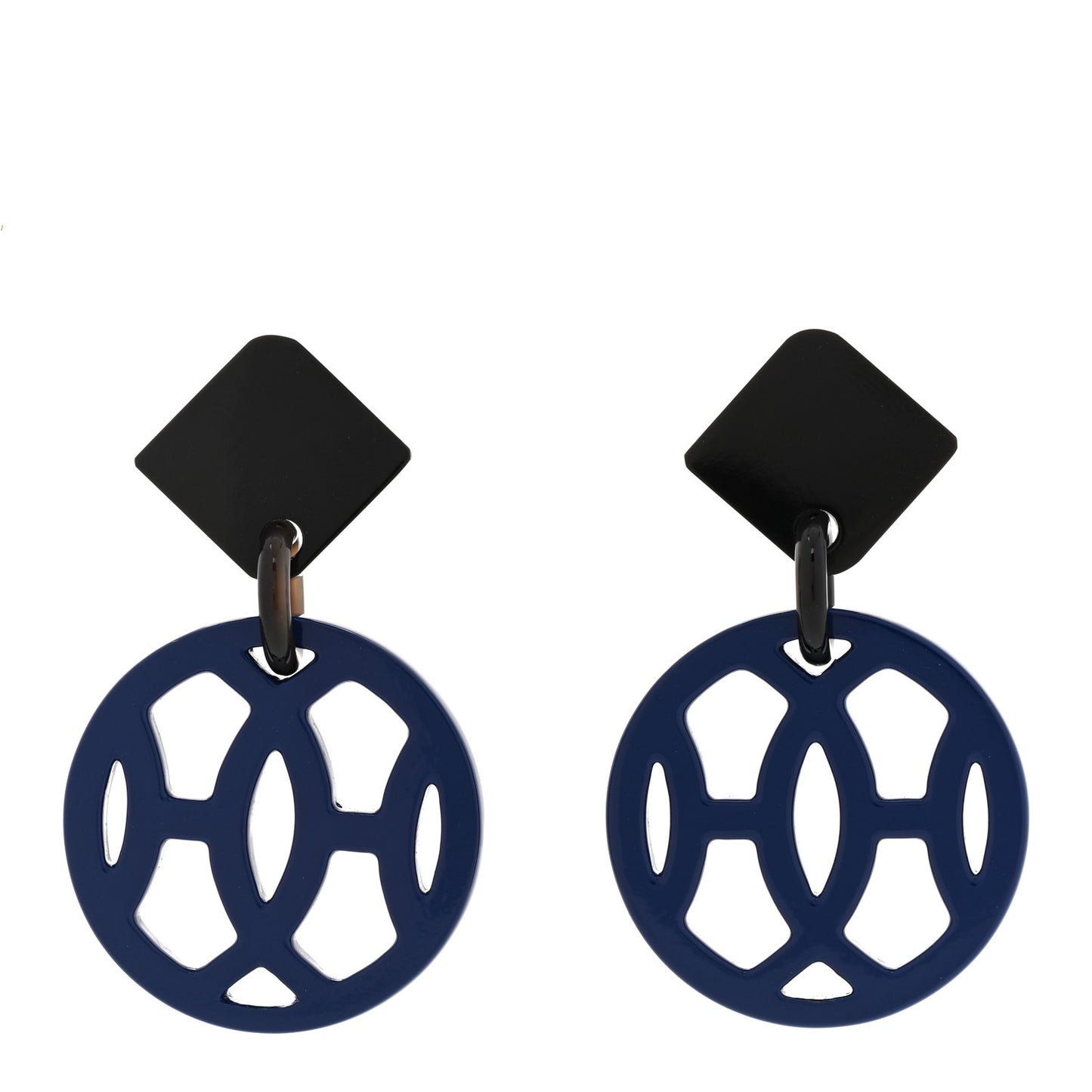 Buffalo Horn Lacquer Hava Earrings Black Blue