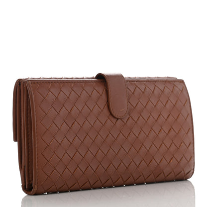 Bottega Veneta Madras Goatskin Intrecciato Flap Wallet Tea 3 of 16