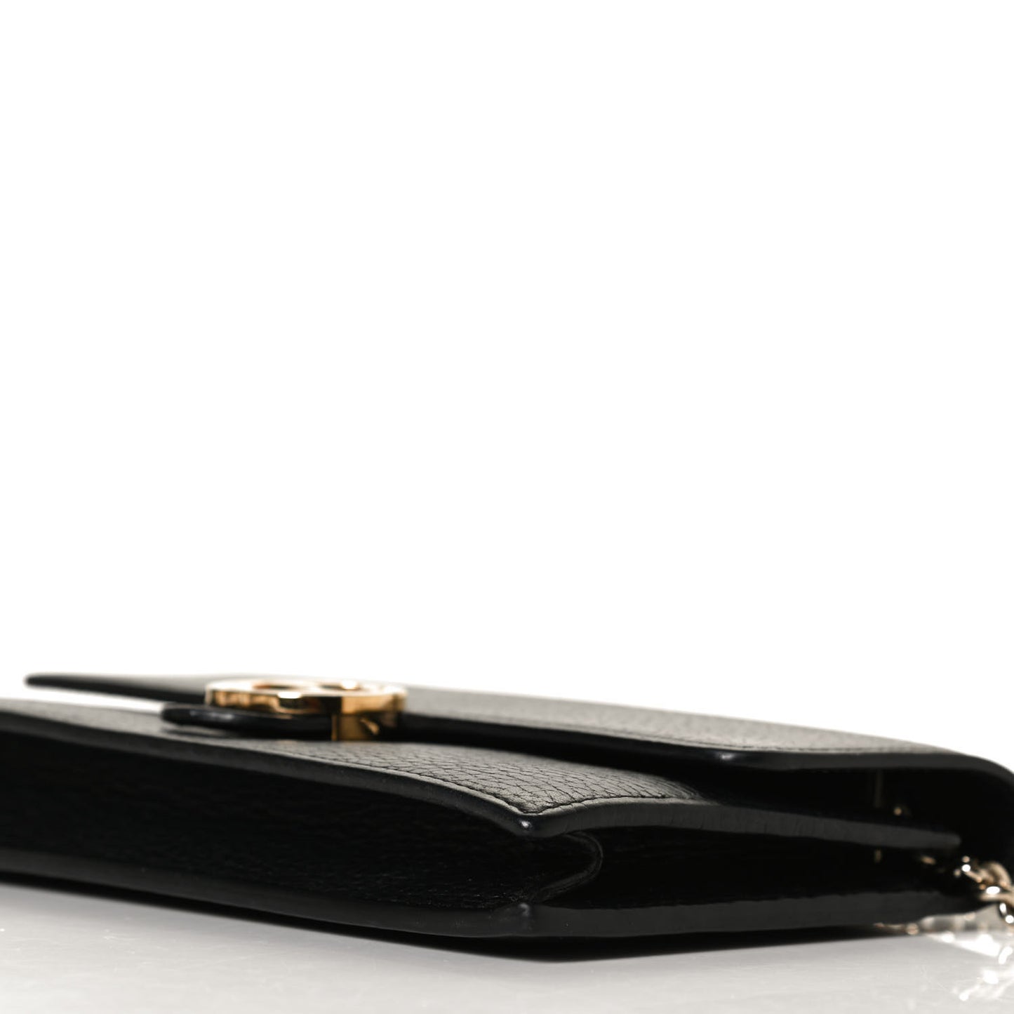 Dollar Calfskin Interlocking G Chain Wallet Black