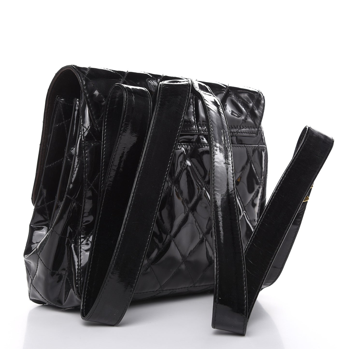 Patent Quilted Backpack Black