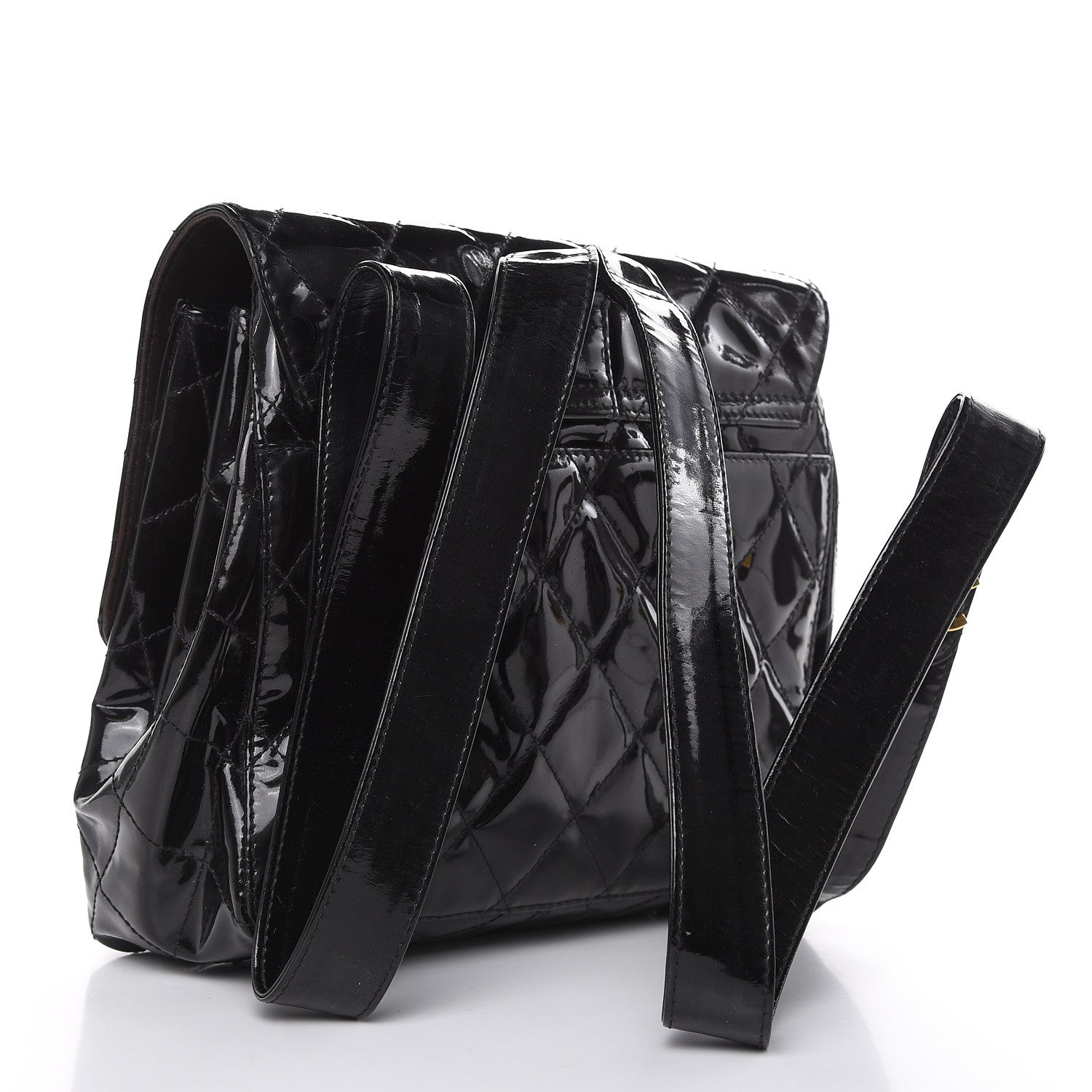 Chanel Patent Quilted Backpack Black 3 of 17