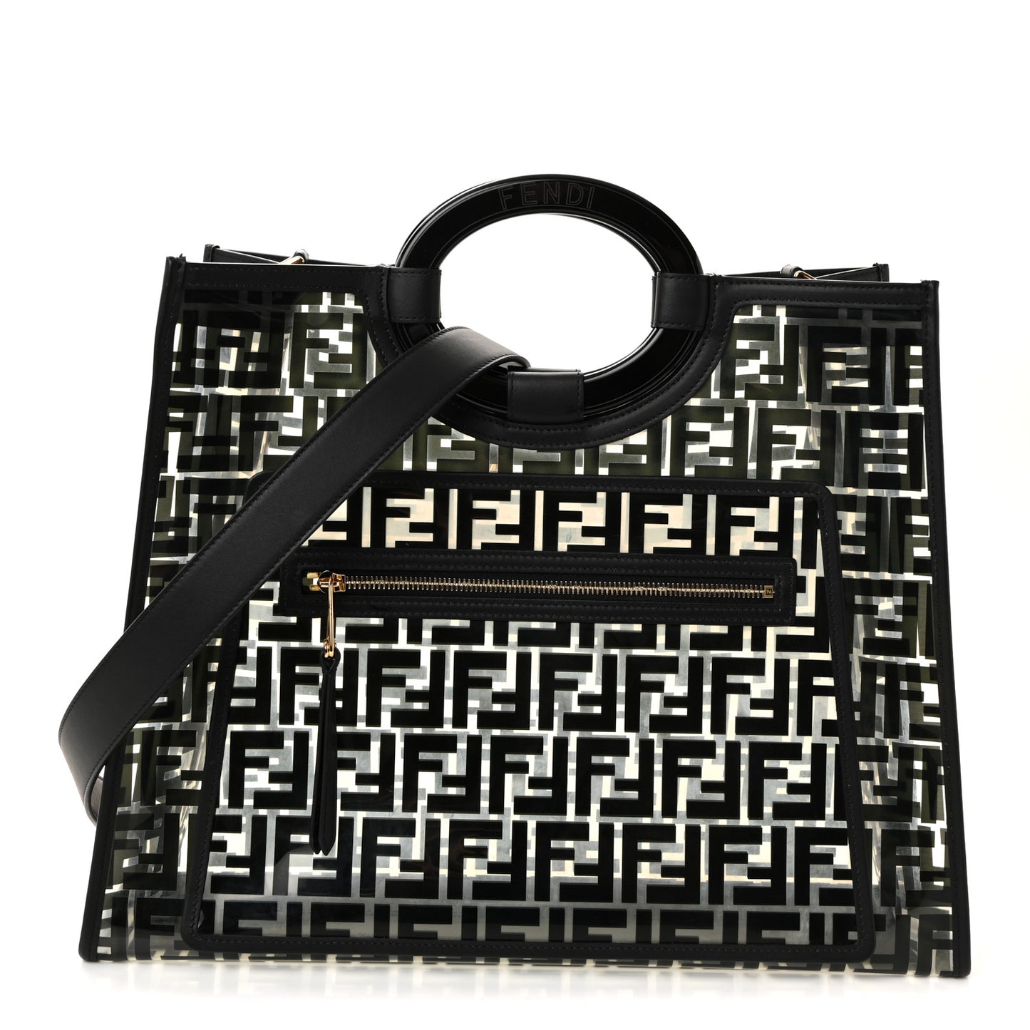 TPU FF Vitello Century Plexiglass Medium Runaway Shopper Tote Black