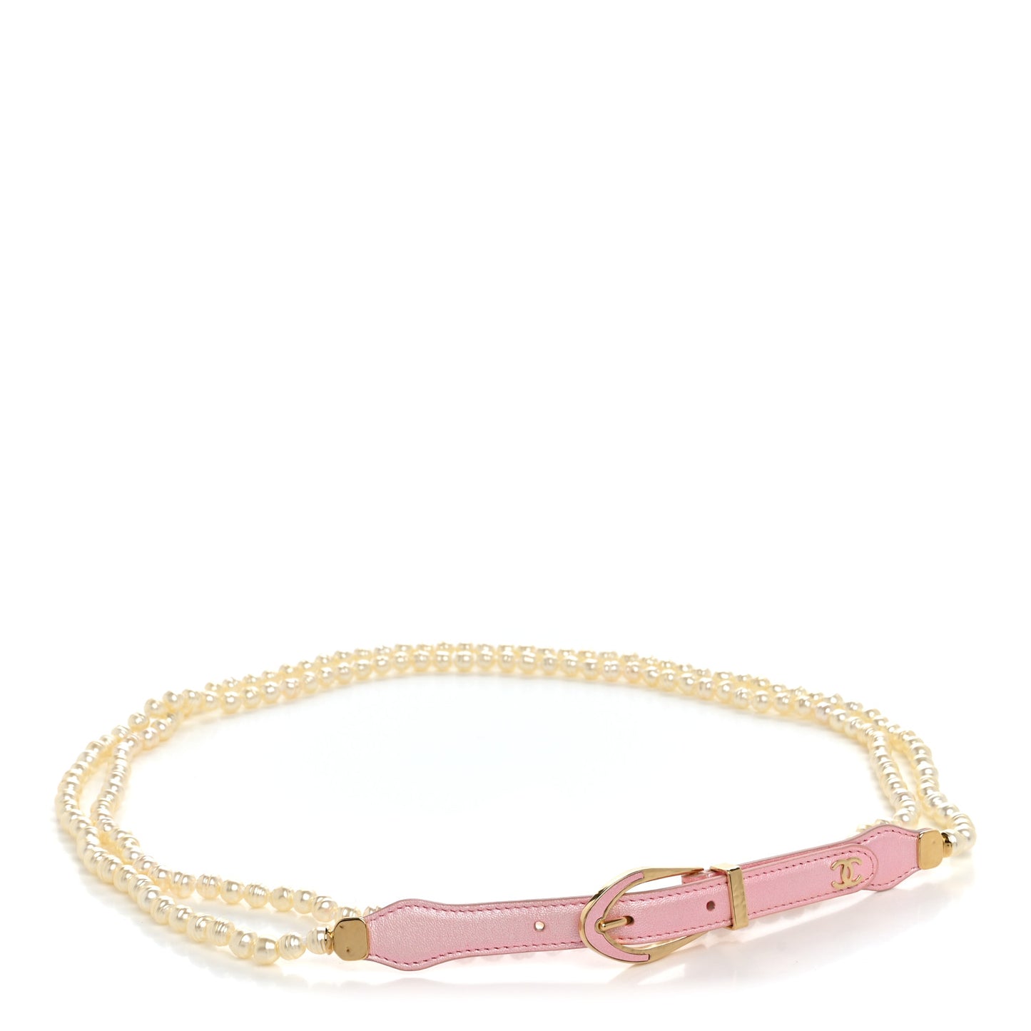 Iridescent Lambskin Pearl Belt S Light Pink Pearly White