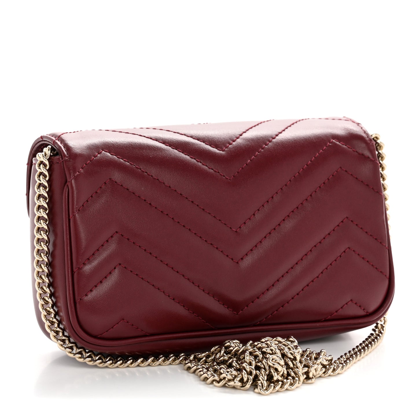 Calfskin Matelasse Super Mini GG Marmont Shoulder Bag Rosso Ancora