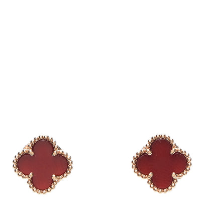 Van Cleef & Arpels 18K Rose Gold Carnelian Sweet Alhambra Earrings 1 of 6