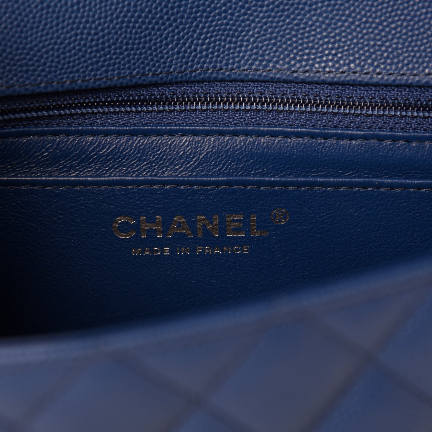 Caviar Quilted Mini Rectangular Flap Blue
