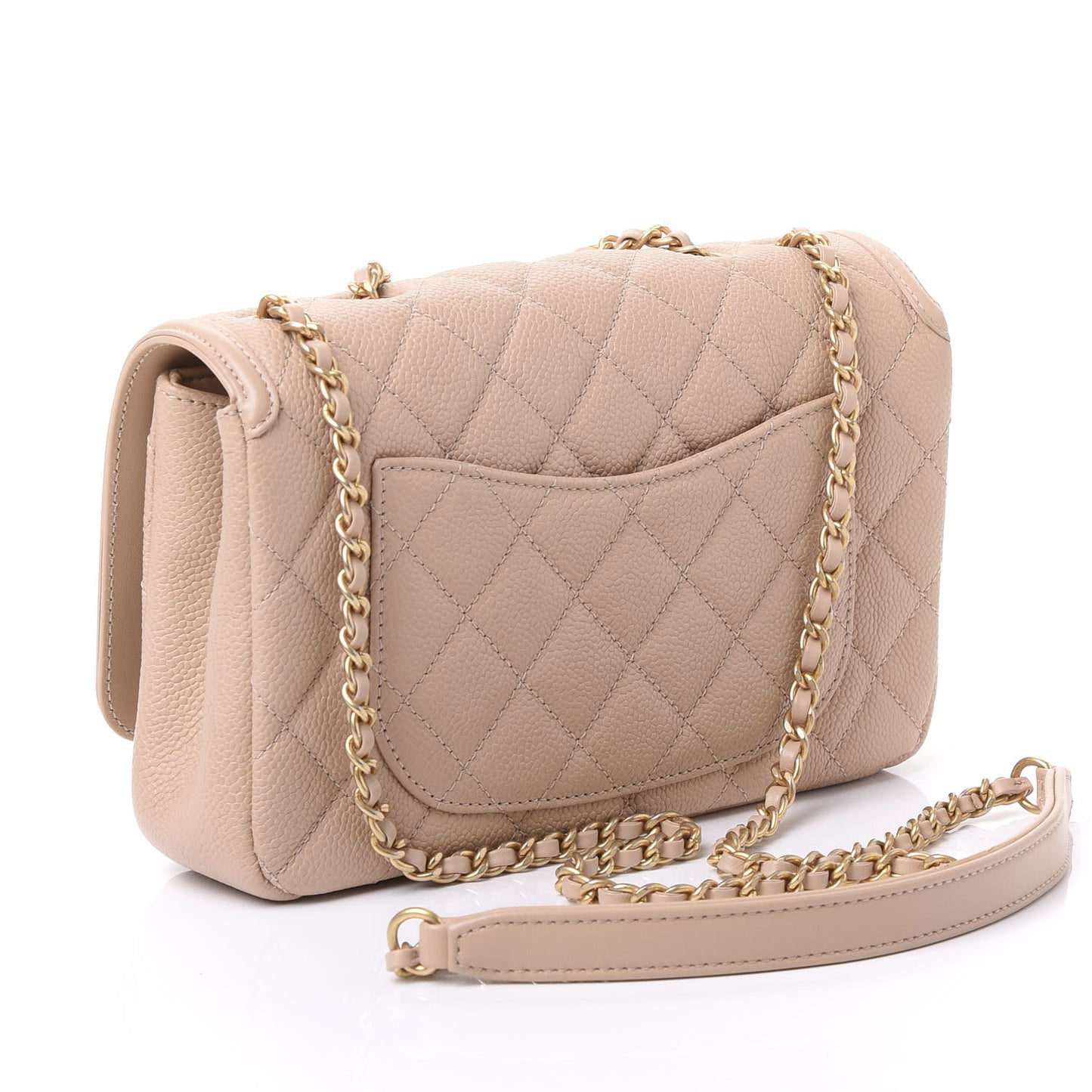 Caviar Quilted Small CC Filigree Flap Beige