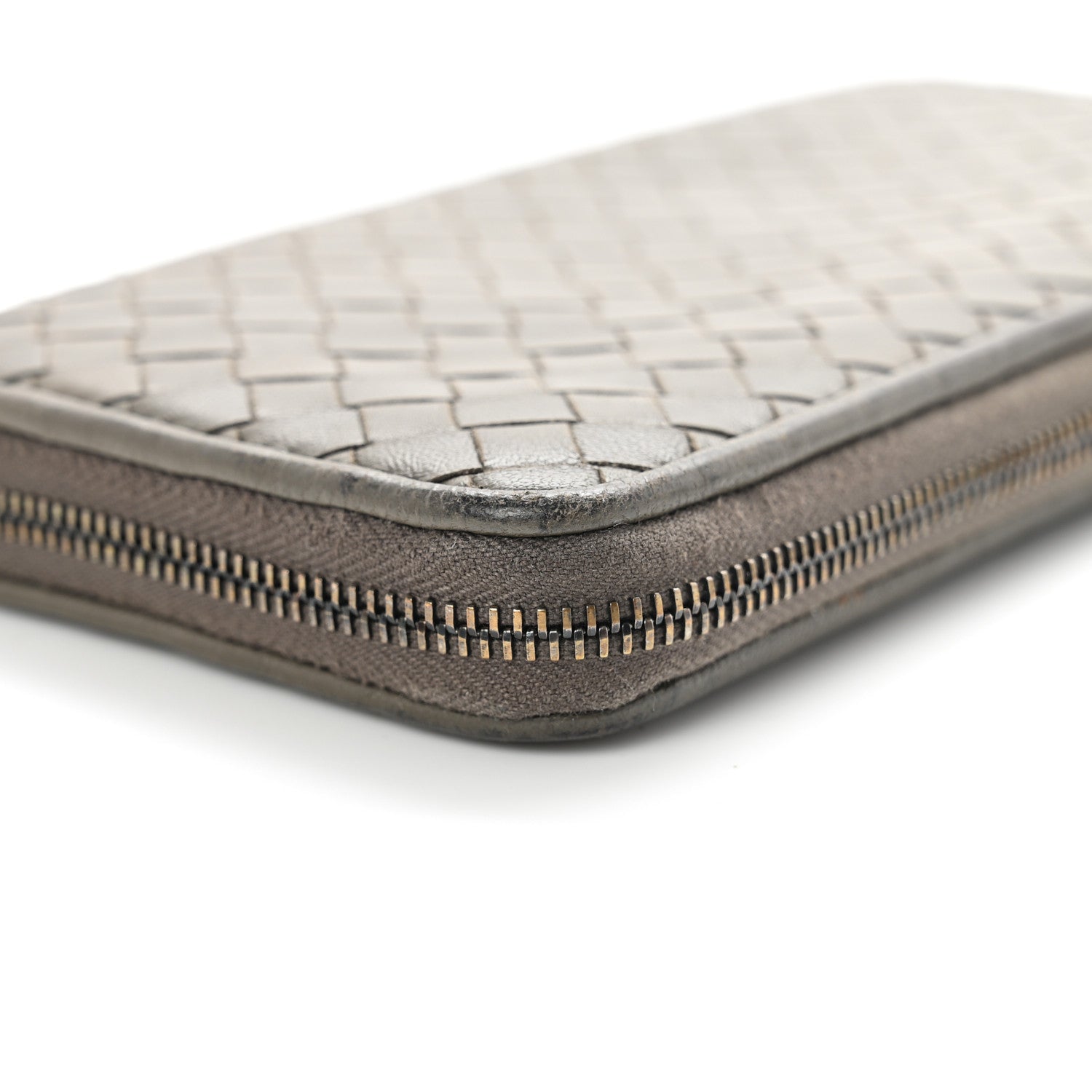 Bottega Veneta Nappa Intrecciato Half Zip Around Wallet Mud 10 of 11
