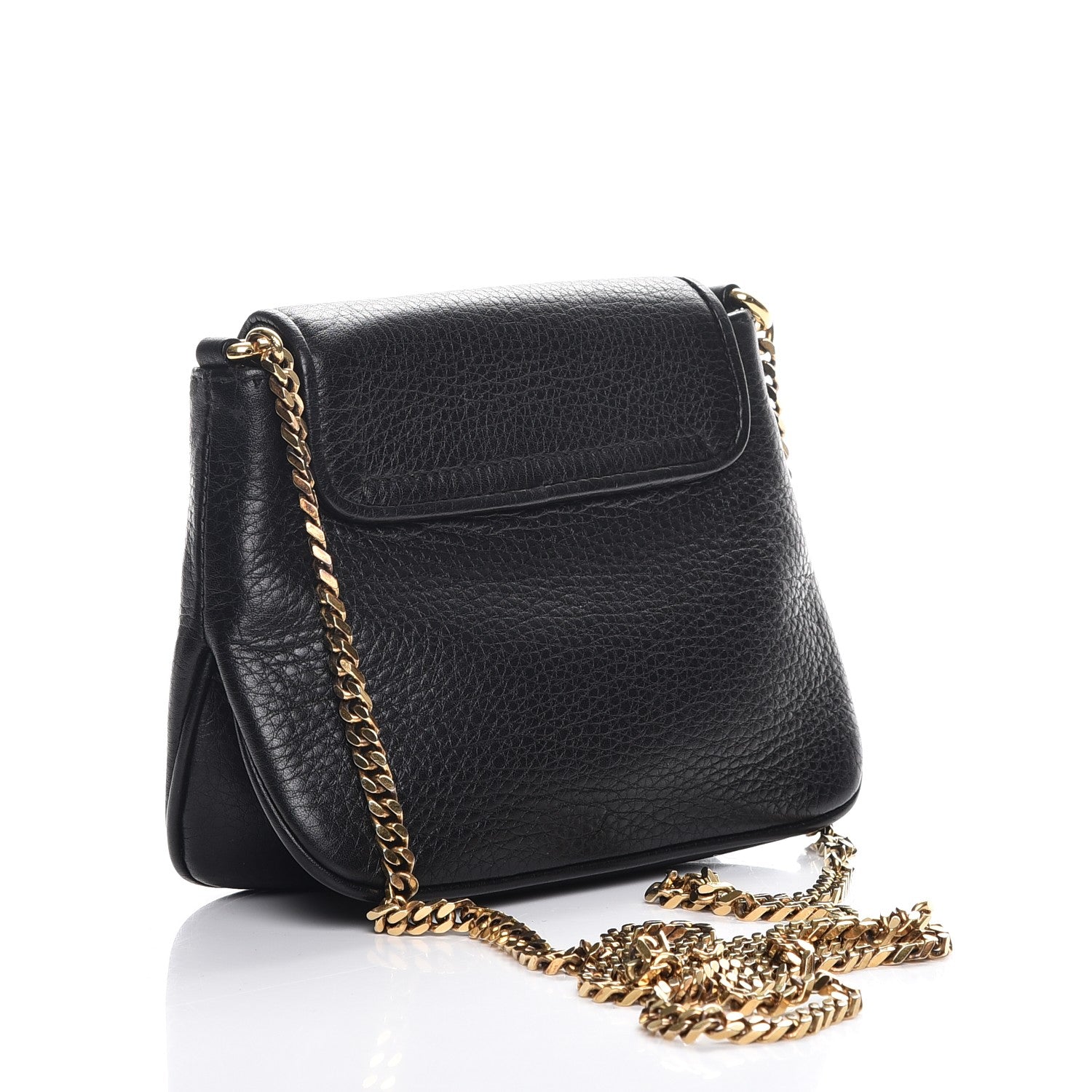 Gucci Pebbled Calfskin Small 1973 Chain Shoulder Bag Black 4 of 9