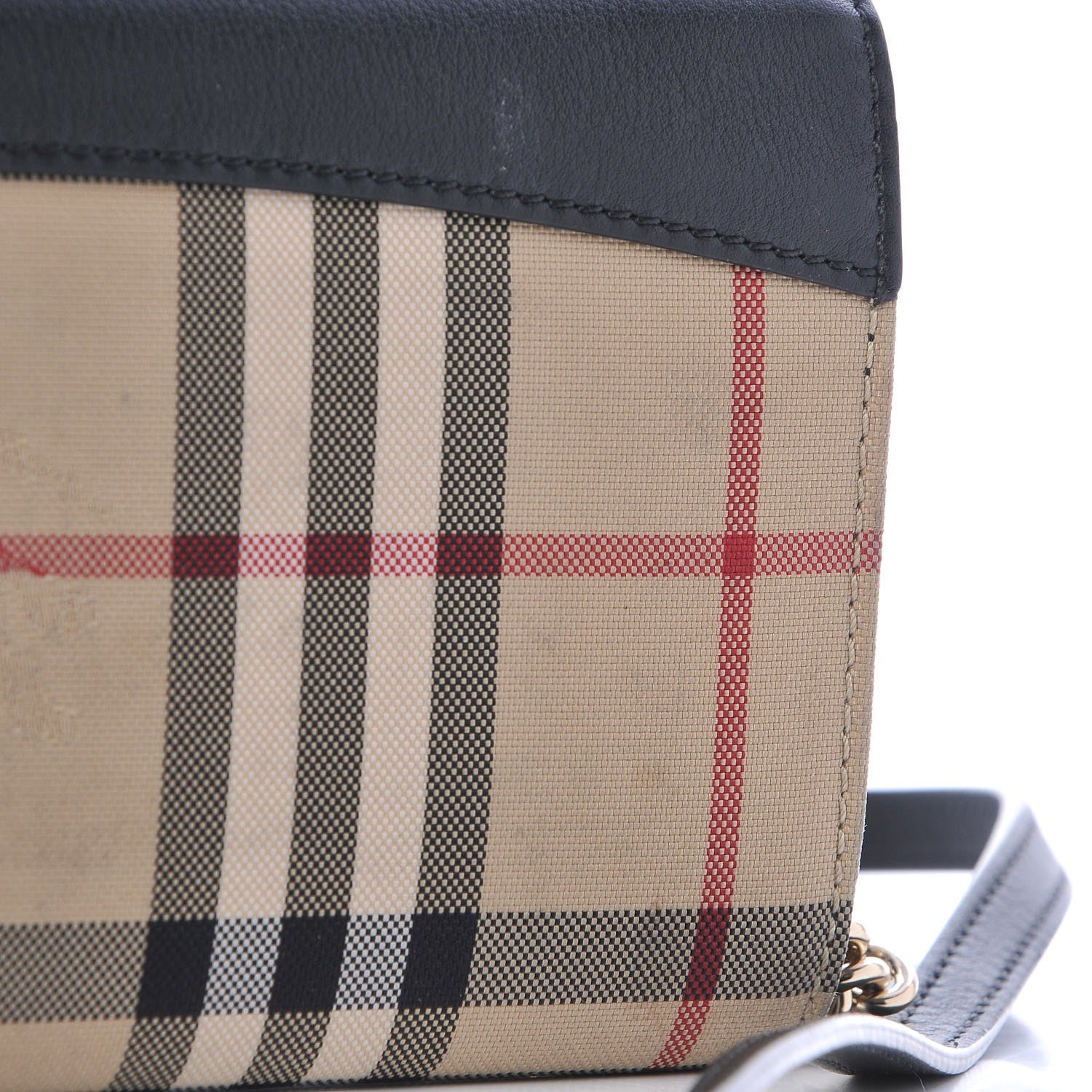 Burberry Calfskin House Check Henley Wallet On Chain Black 11 of 12