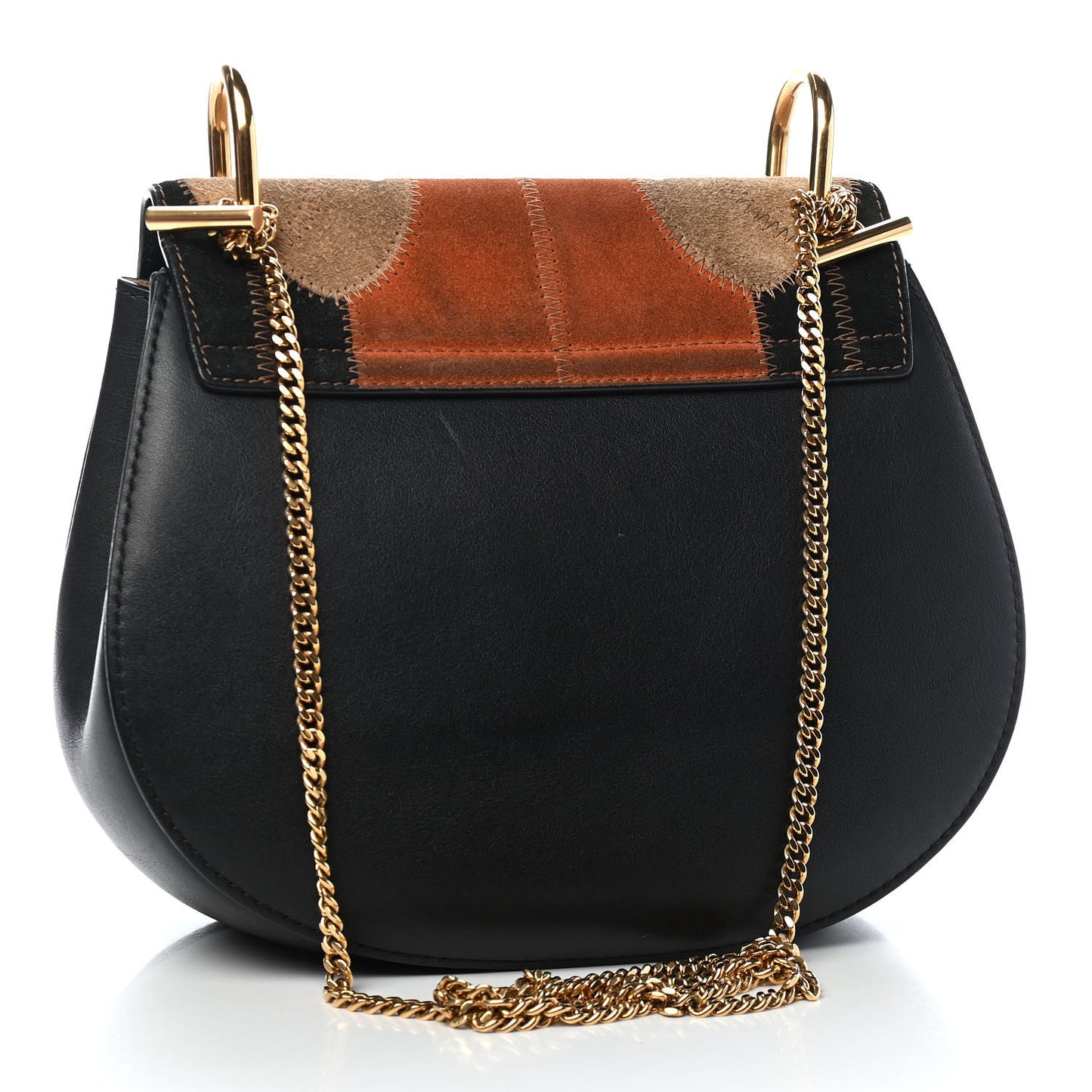 Suede Calfskin Patchwork Drew Shoulder Bag Black