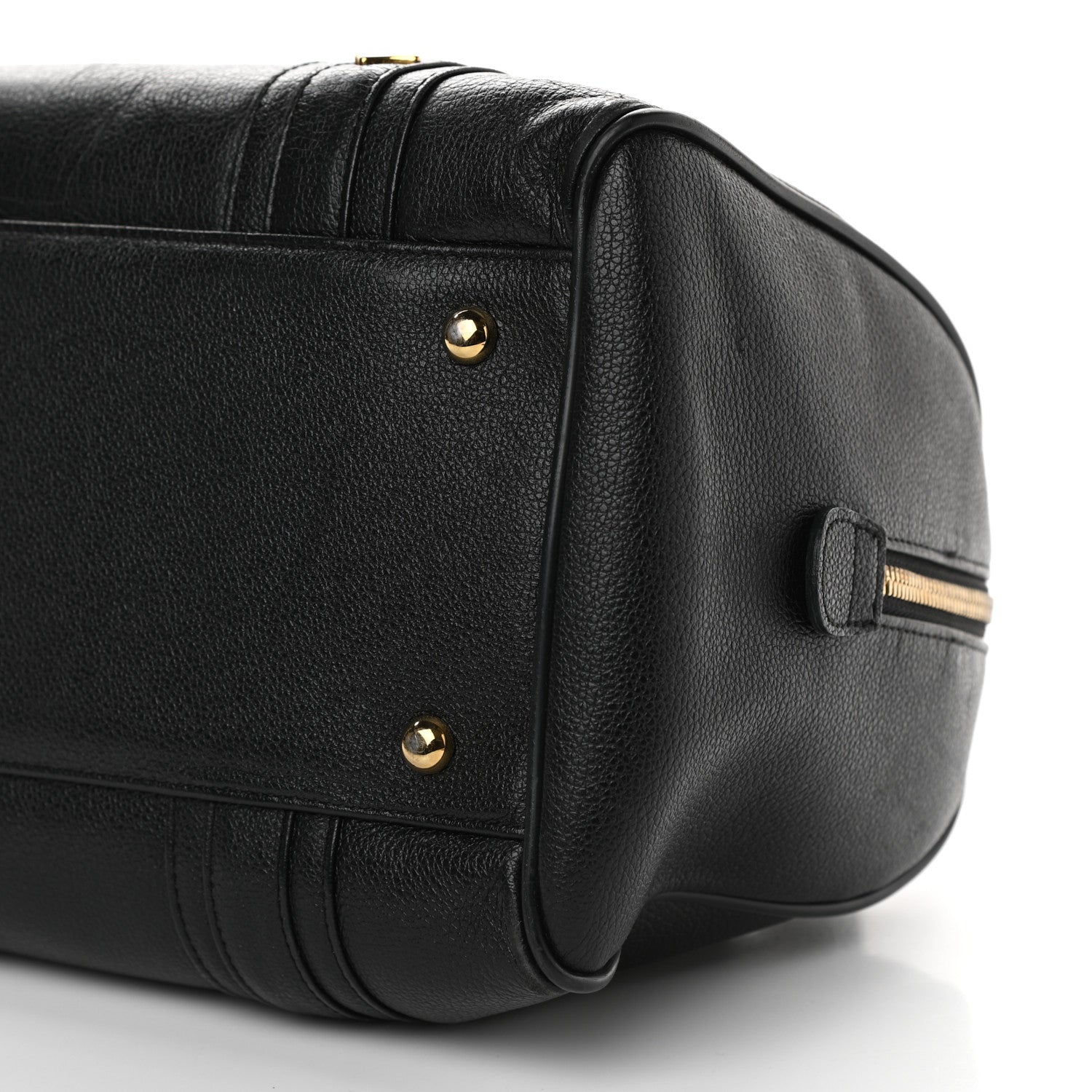 MCM Grained Calfskin Studded Boston Bag Black 9 of 10