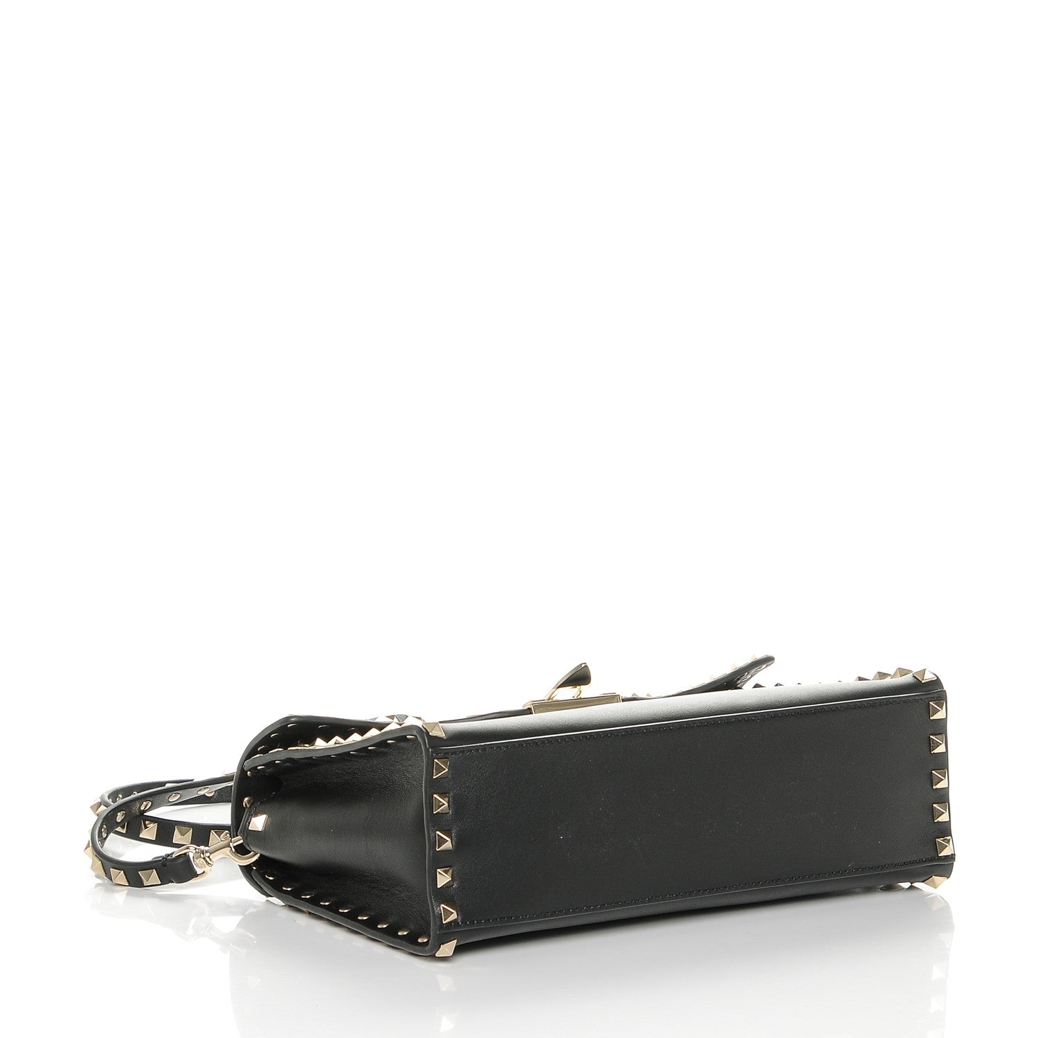 Valentino Garavani Vitello Small Rockstud Single Handle Flap Bag Black 4 of 6
