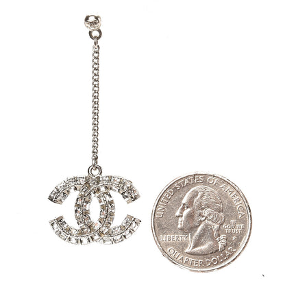 Chanel Baguette Crystal CC Dangle Earrings Silver 2 of 3