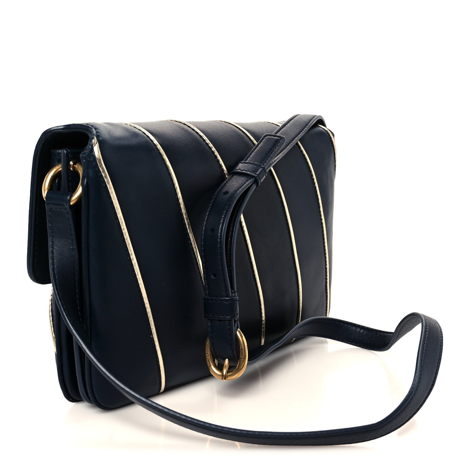 Saint Laurent Lambskin Quilted Le Maillon Satchel Marine 3 of 11