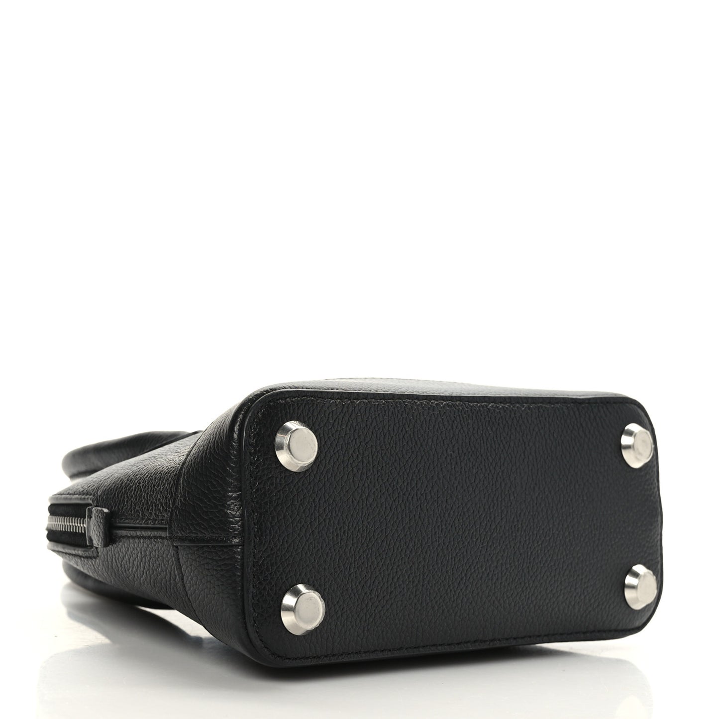 Grained Calfskin City Logo XXS Ville Top Handle Bag Black White