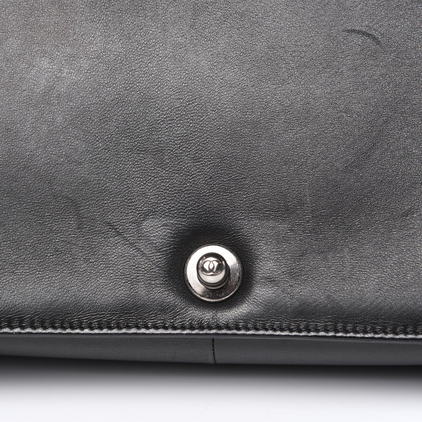 Lambskin Quilted Large Boy Flap Black