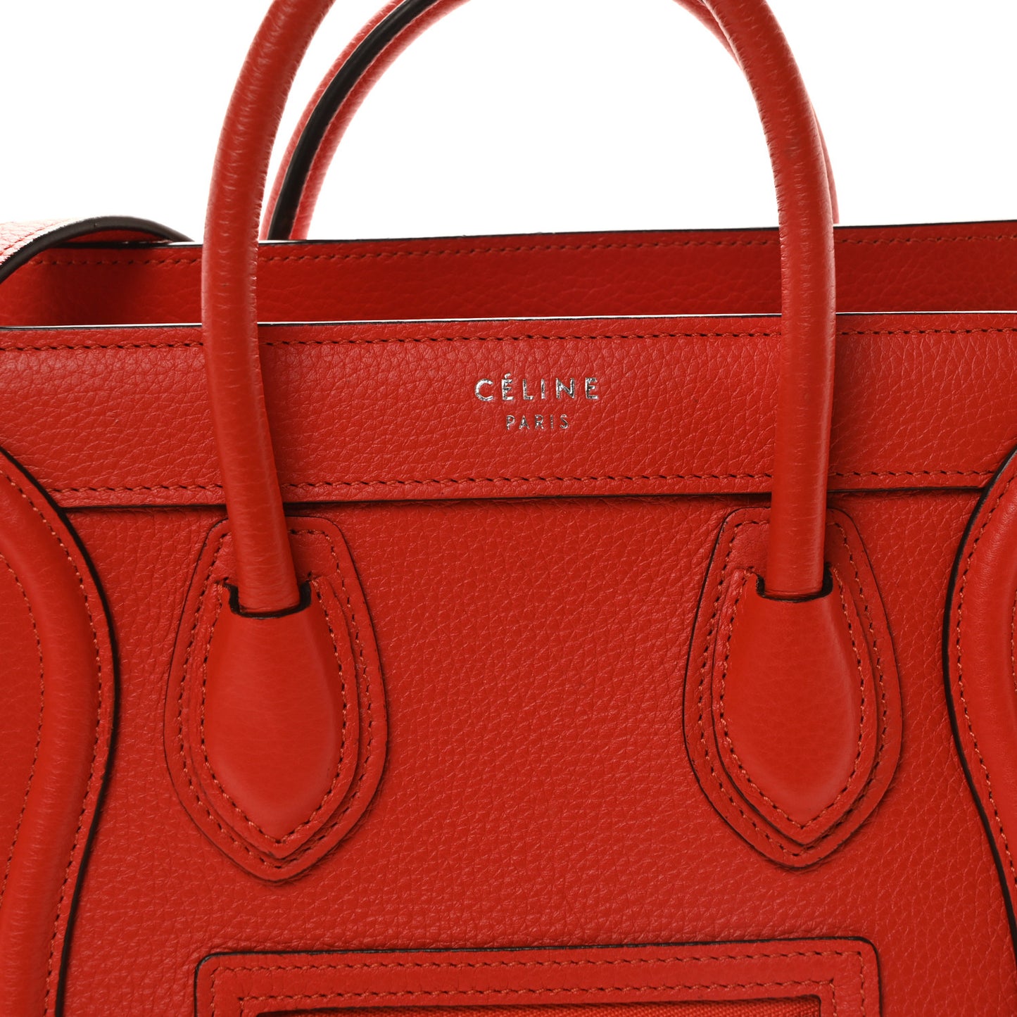 Drummed Calfskin Nano Luggage Vermillion
