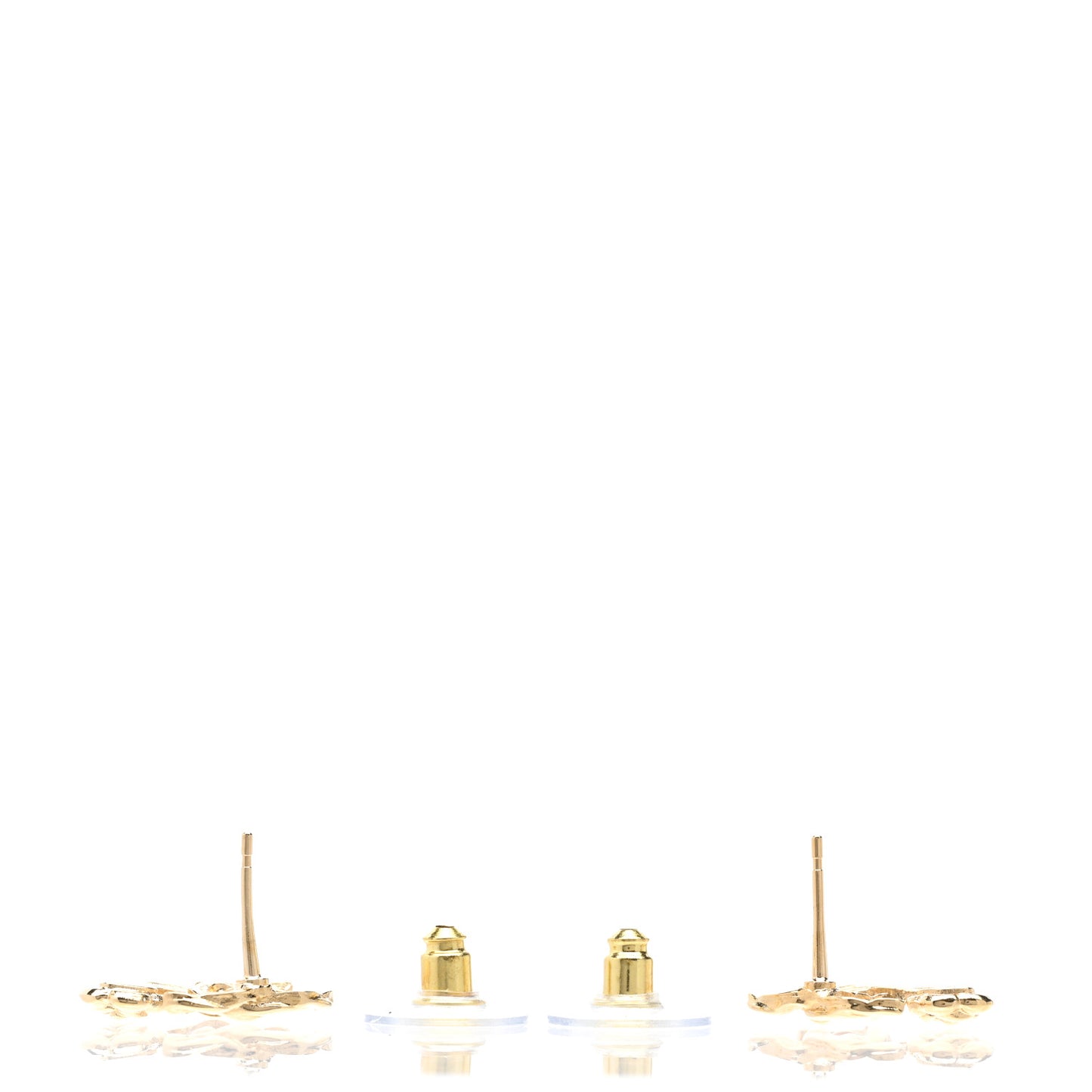 Metal Camellia CC Earrings Gold