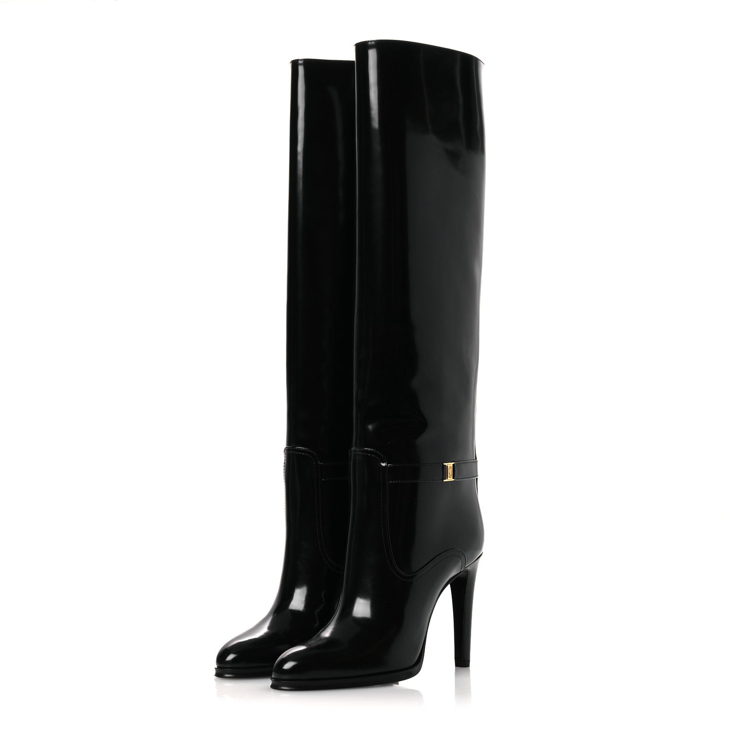 Patent Calfskin Diane 100 Boots 37 Black
