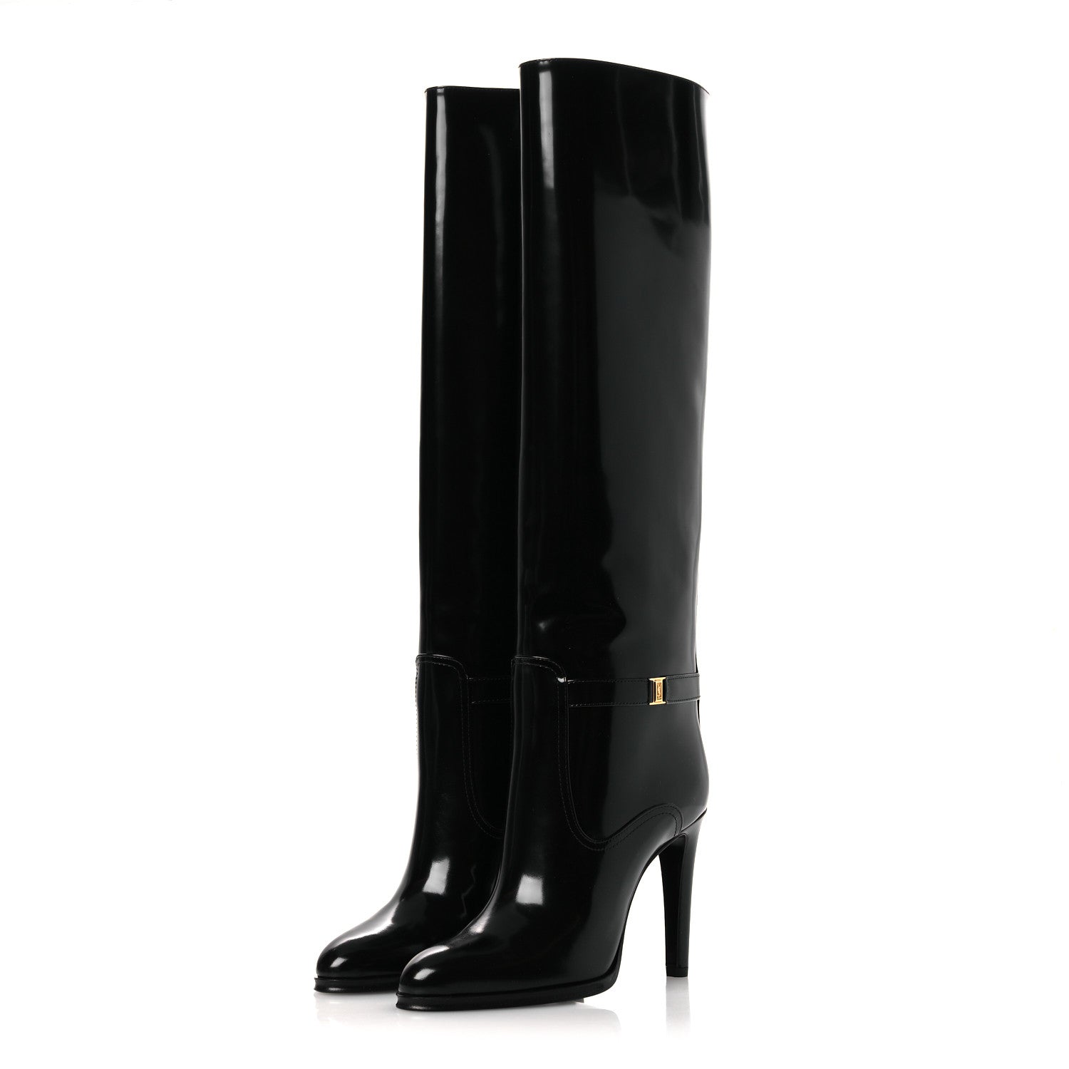 Saint Laurent Patent Calfskin Diane 100 Boots 37 Black 4 of 12