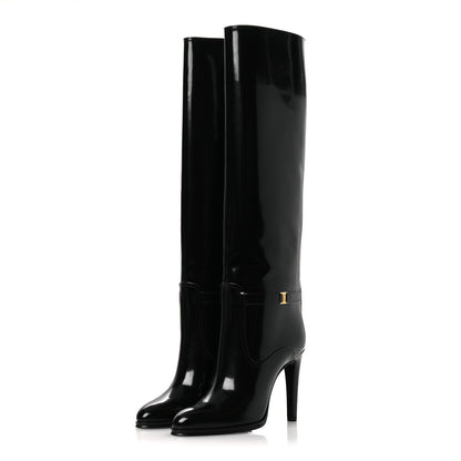 Saint Laurent Patent Calfskin Diane 100 Boots 37 Black 4 of 12