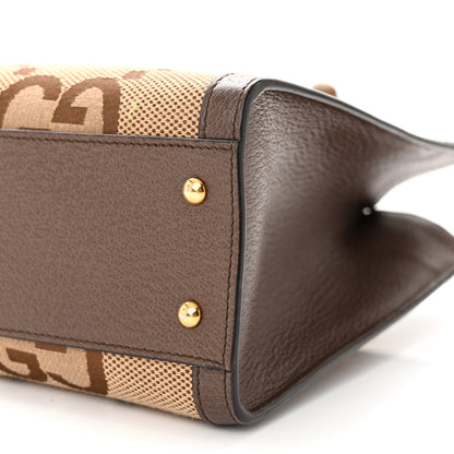 Gucci Monogram Jumbo GG Textured Dollar Calfskin Small Diana Tote Bag Camel Ebony New Acero 11 of 12