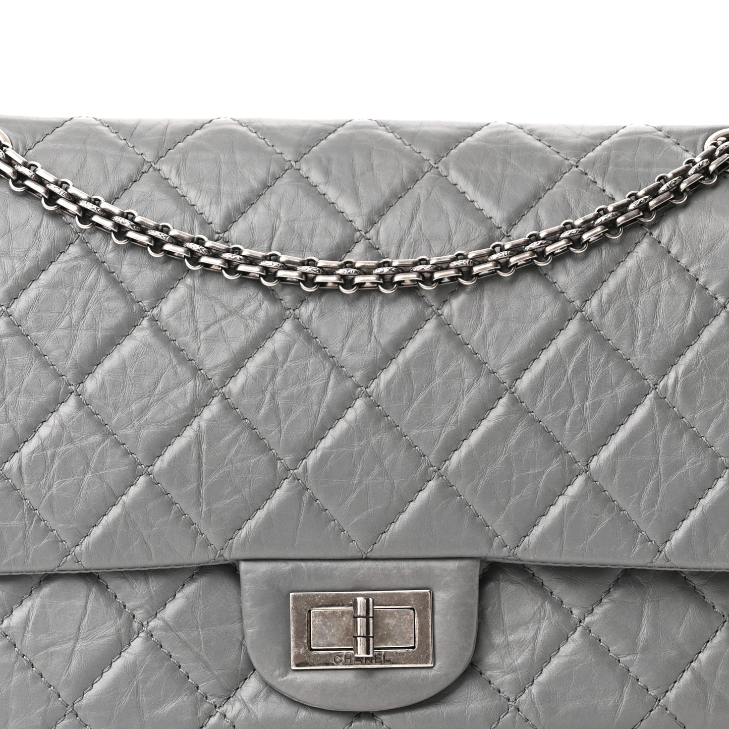 Aged Calfskin Quilted 2.55 Reissue 227 Flap Grey