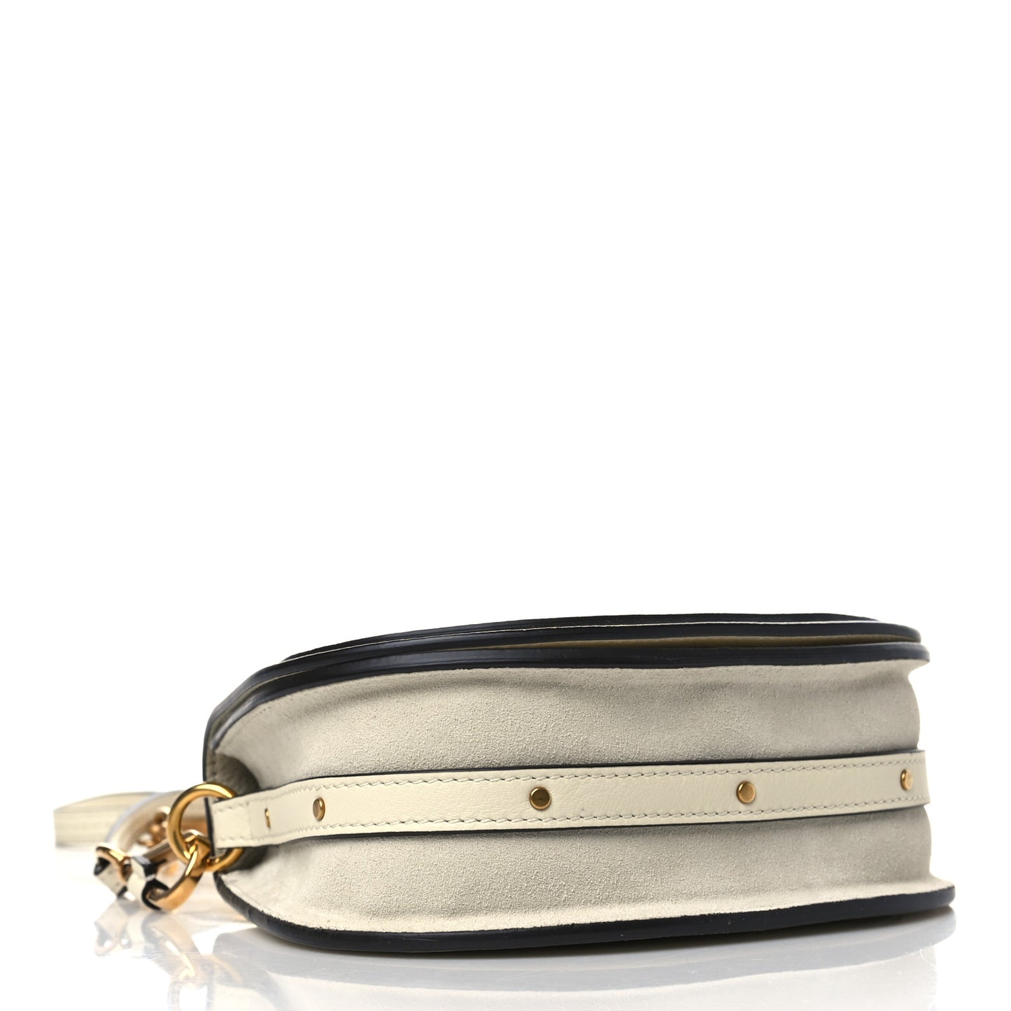 Calfskin Suede Small Nile Bracelet Bag Off White